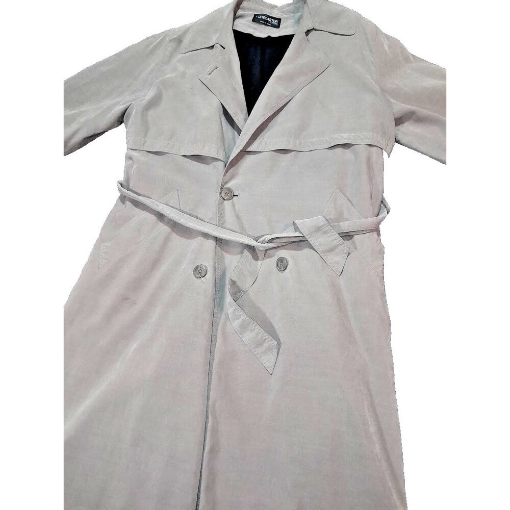 Forecaster of Boston Large grey trench coat notch collar and storm flap Rayon